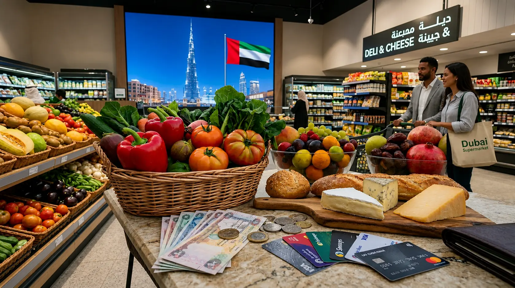 تكاليف الطعام والبقالة في دبي
