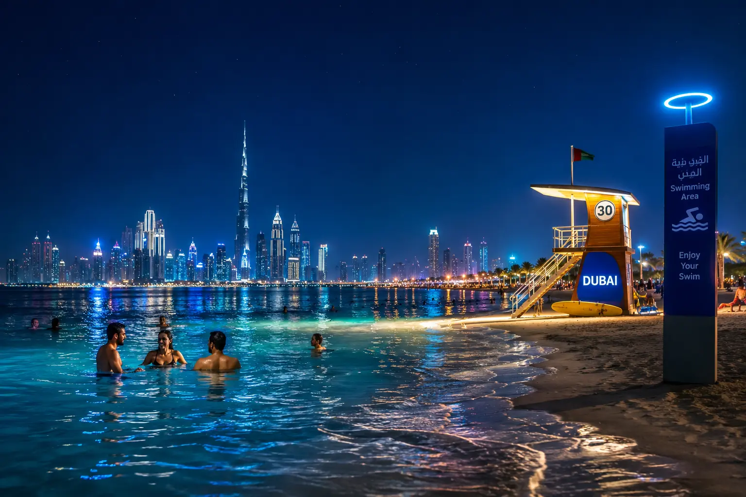 Night swimming Dubai