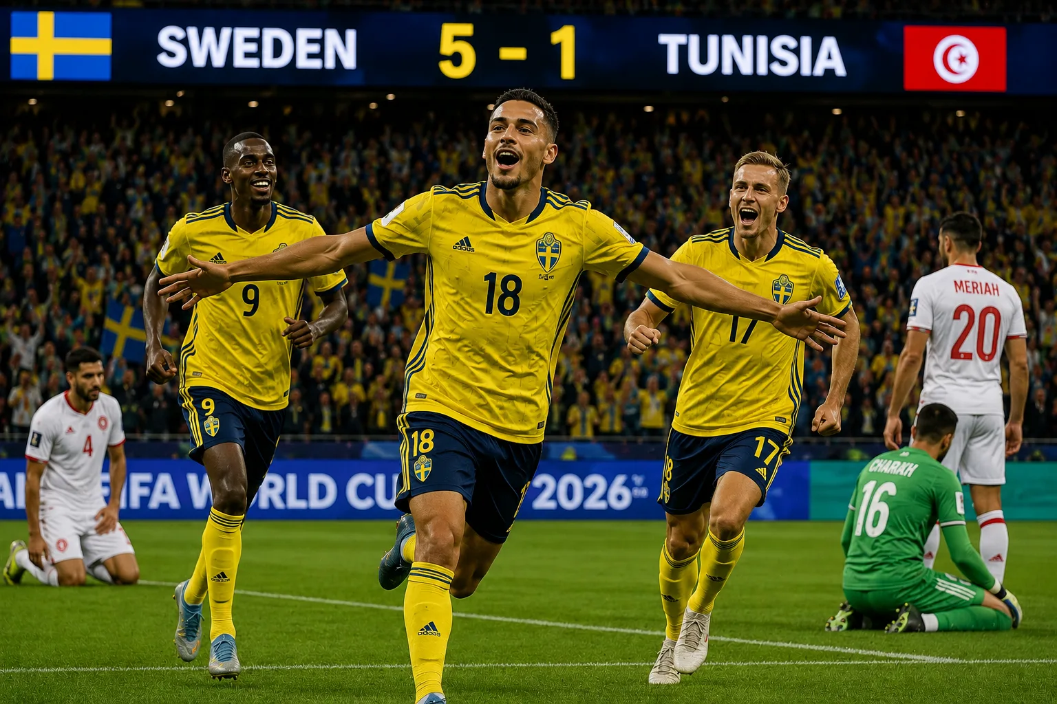 Sweden Thrash Tunisia 5-1 in World Cup Opener