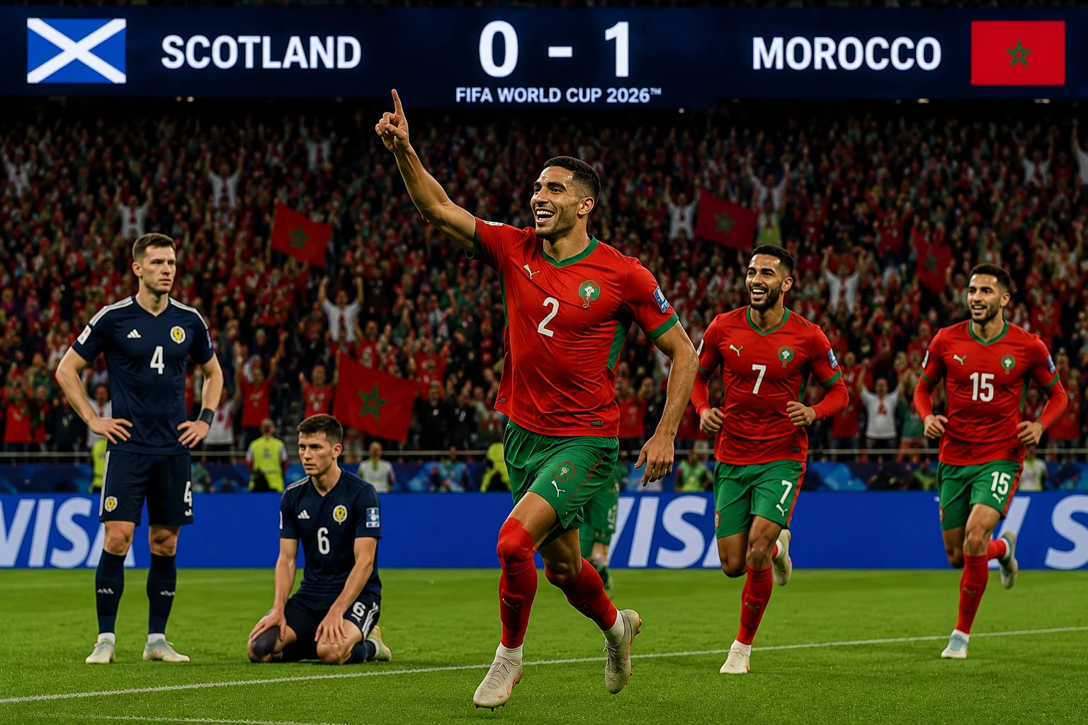 المغرب يهزم اسكتلندا 1-0 في مباراة قوية بكأس العالم