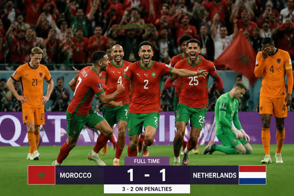 Morocco Beat Netherlands on Penalties to Reach Round of 16