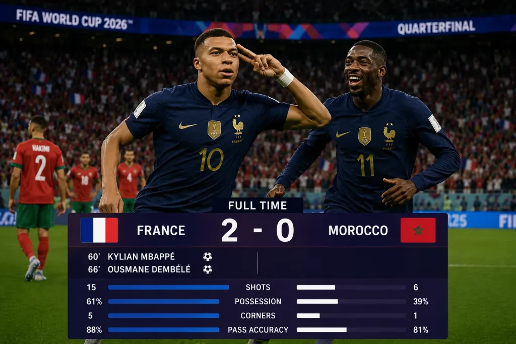 France Beat Morocco 2-0 to Reach World Cup Semifinals