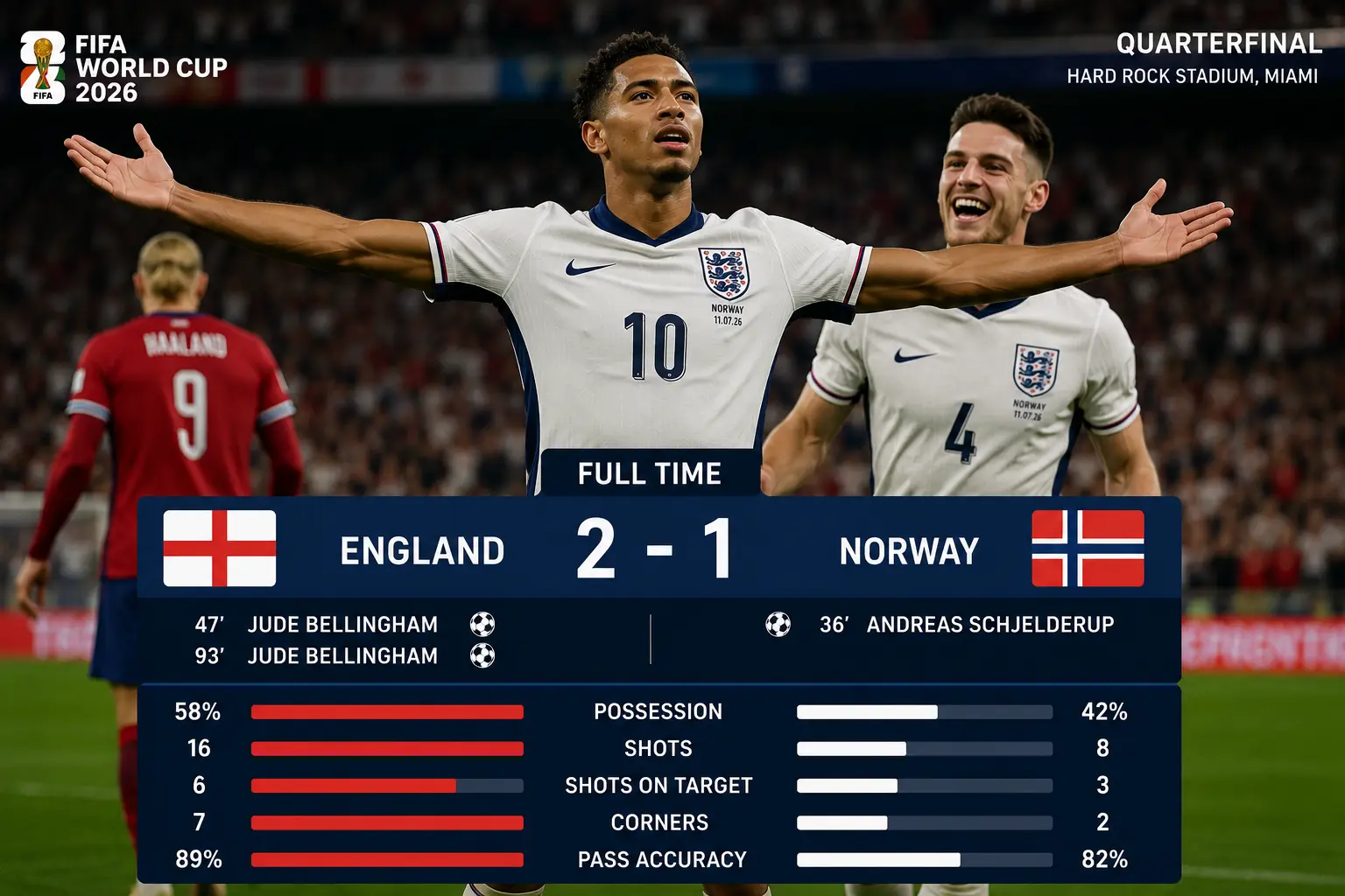 England Beat Norway as Bellingham Sends Three Lions Into Semifinals