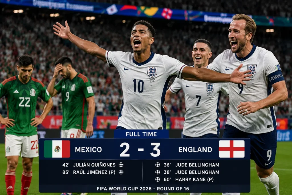 England Beat Mexico 3-2 in Azteca Thriller to Reach Quarterfinals