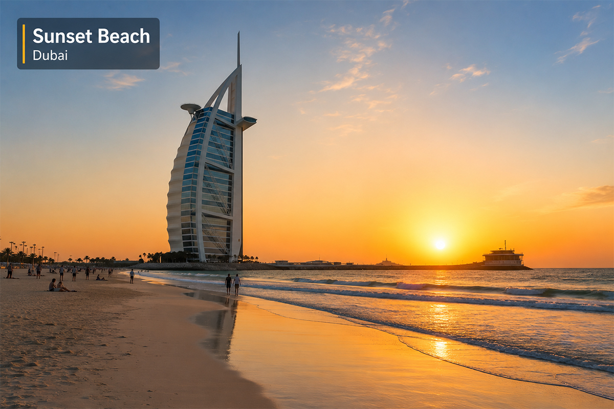 sunset beach in dubai