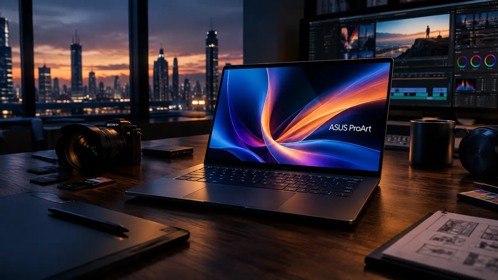 Cinematic Creator’s Night Workspace